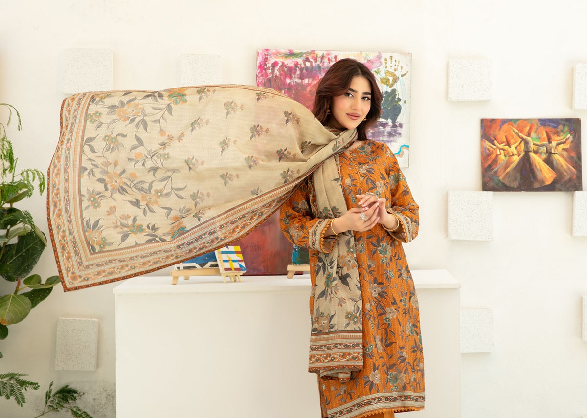 3pcs Stitched Printed Chamki Lawn KF-1232