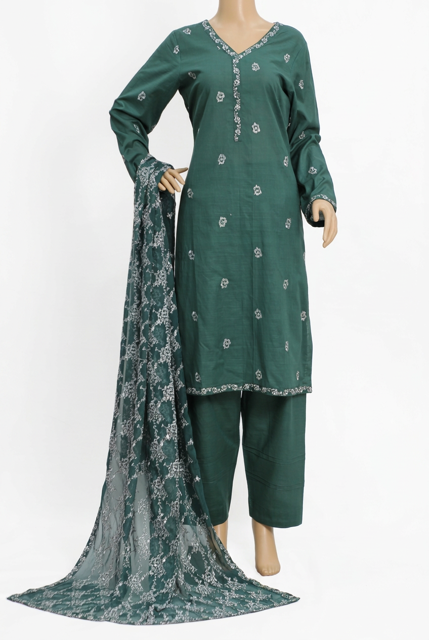 3 Pcs Lawn Embroidered Dress KF-1302