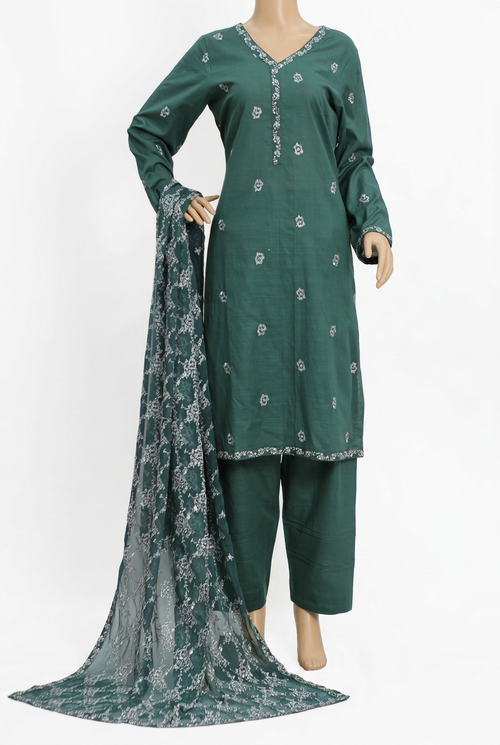 3 Pcs Lawn Embroidered Dress KF-1302