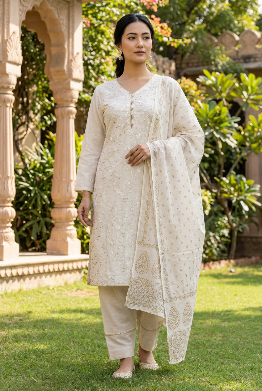 3 Pcs Lawn Embroidered Dress KF-1282
