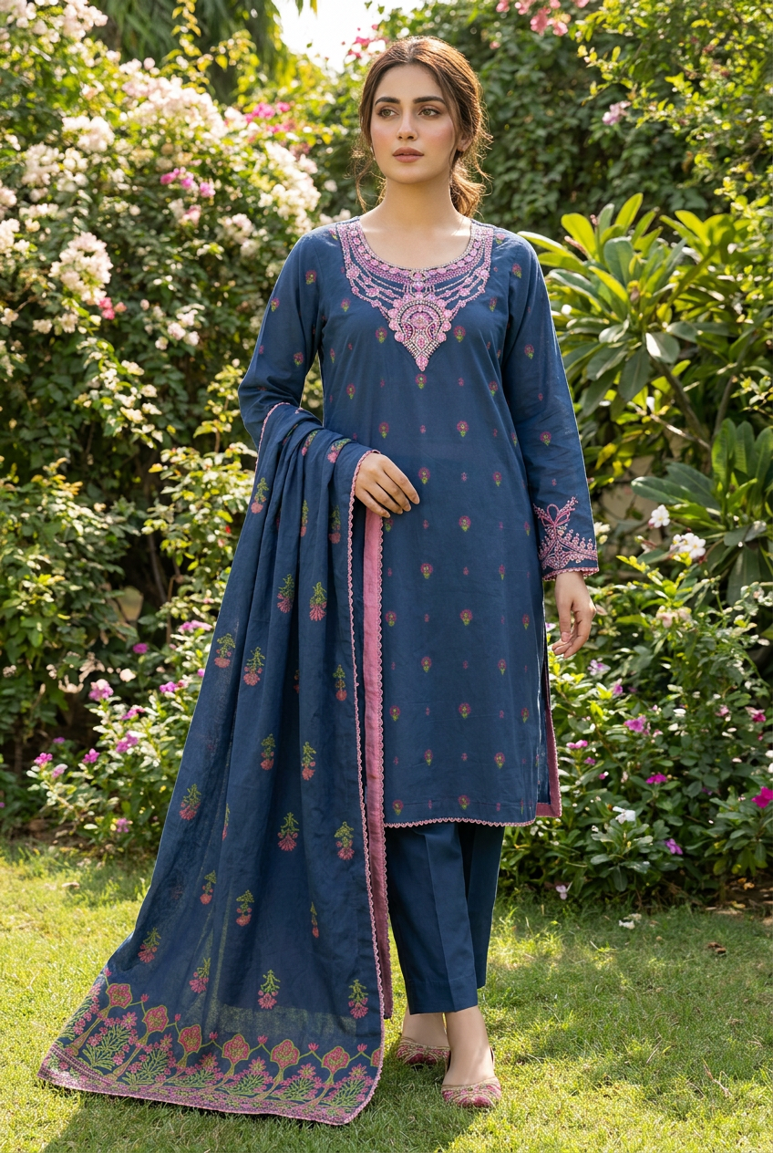 3 pcs Lawn Jacquard Dress KF-1341