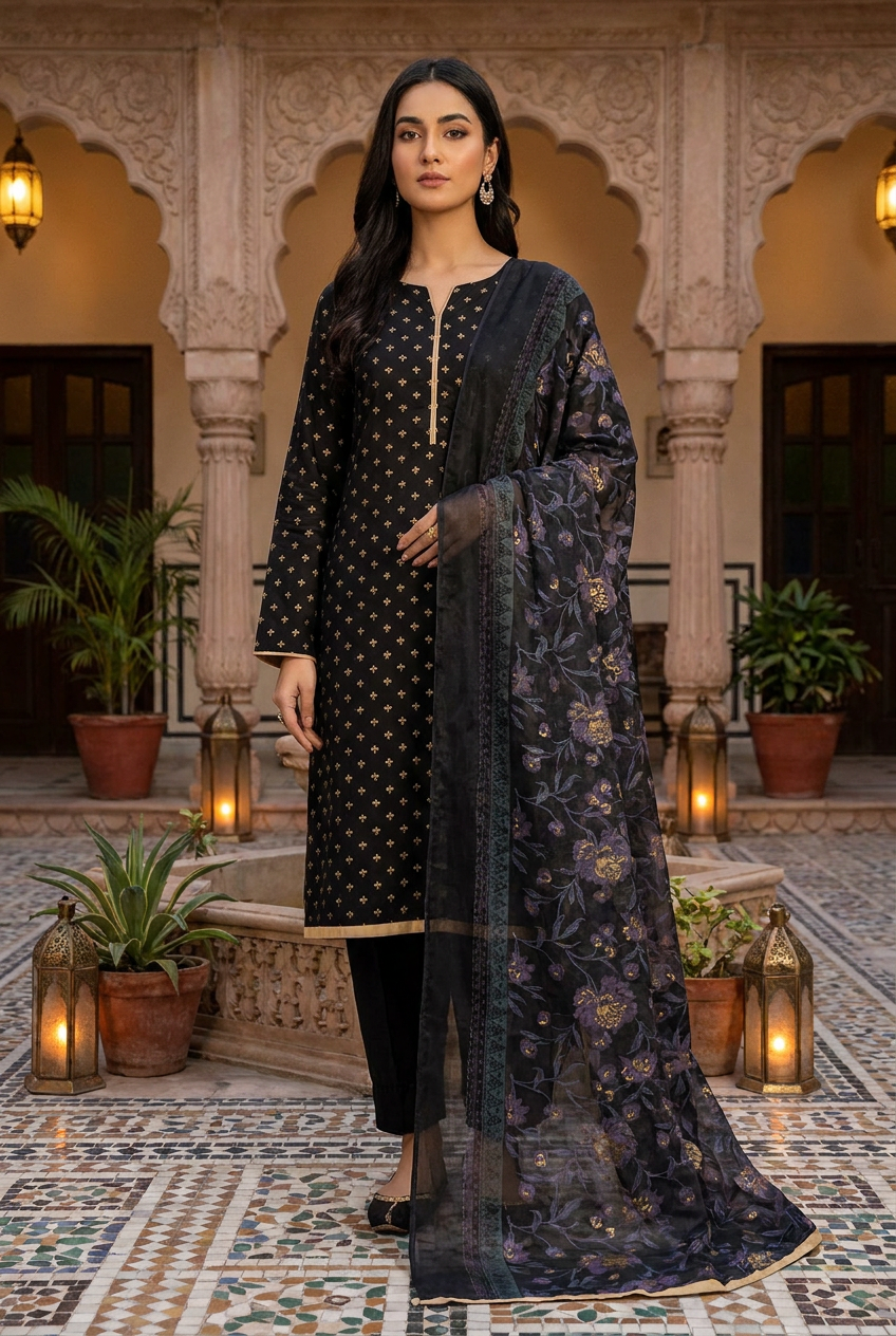 3 Pcs Cotton Silk Dress KF-1308