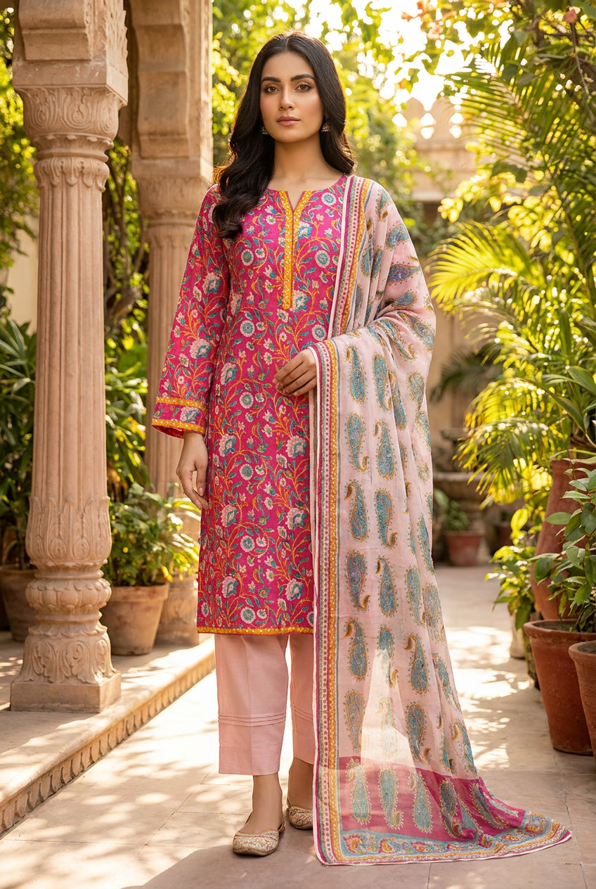 3 Pcs Lawn Printed Dress KF-1315