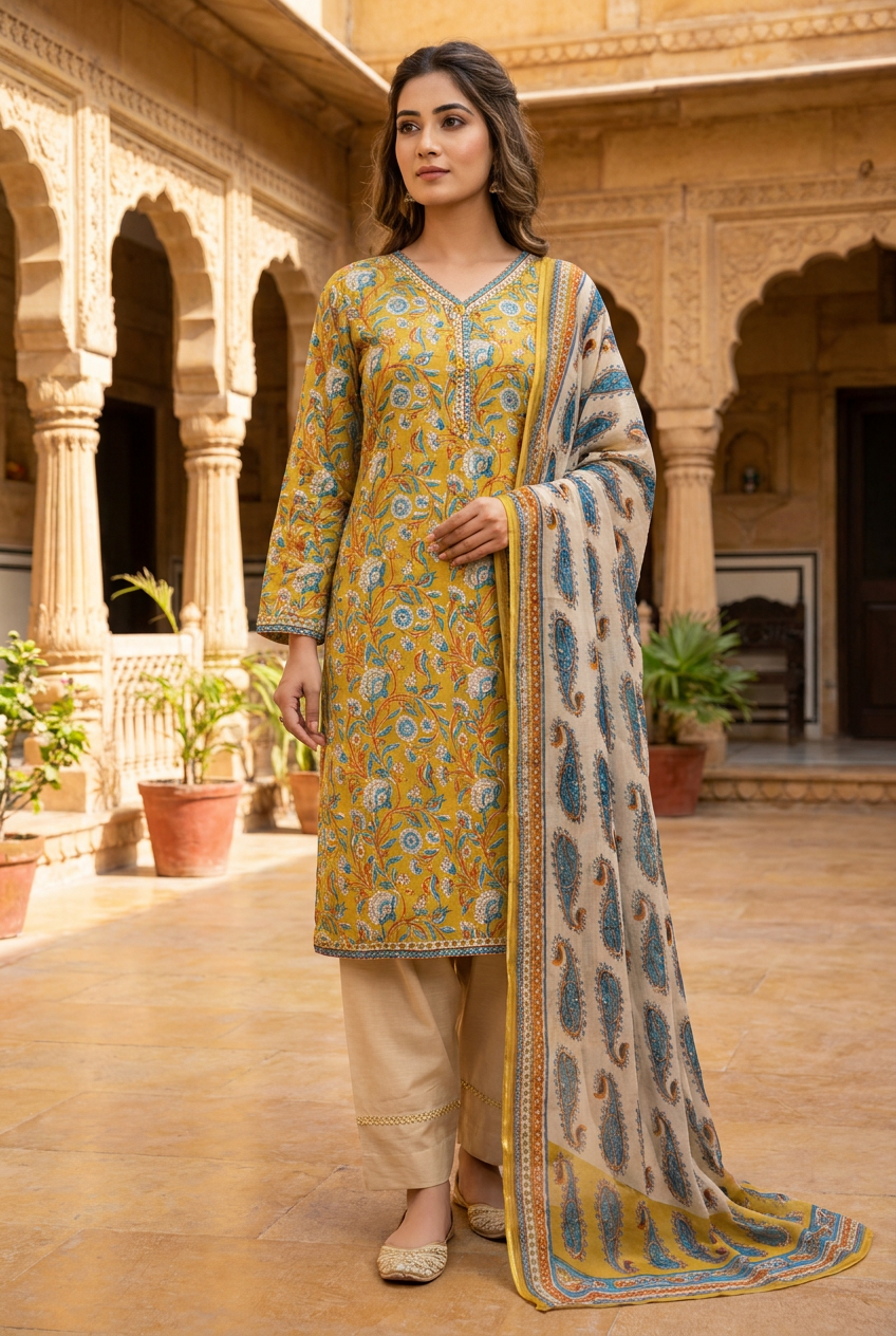 3 Pcs Lawn Printed Dress KF-1328