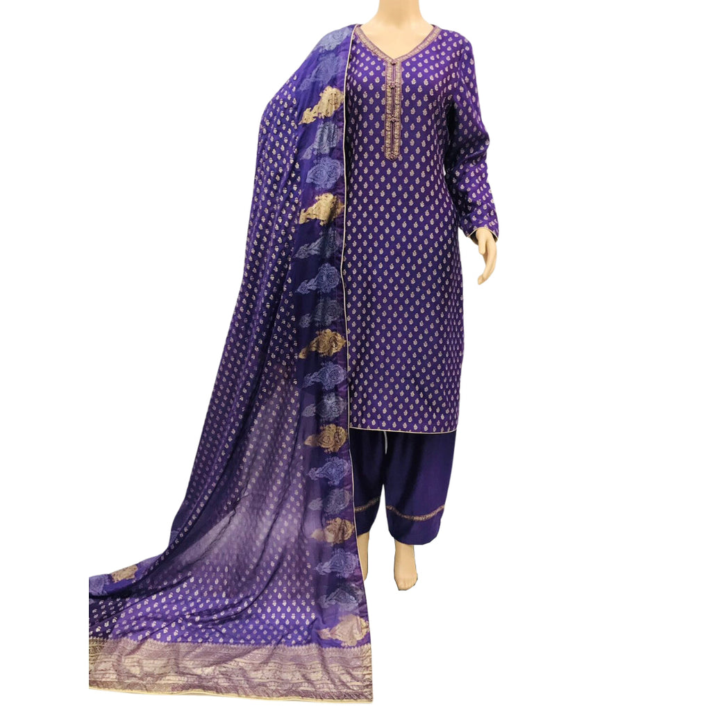 3 Pcs Lawn Block Print Suit for Women - KF526
