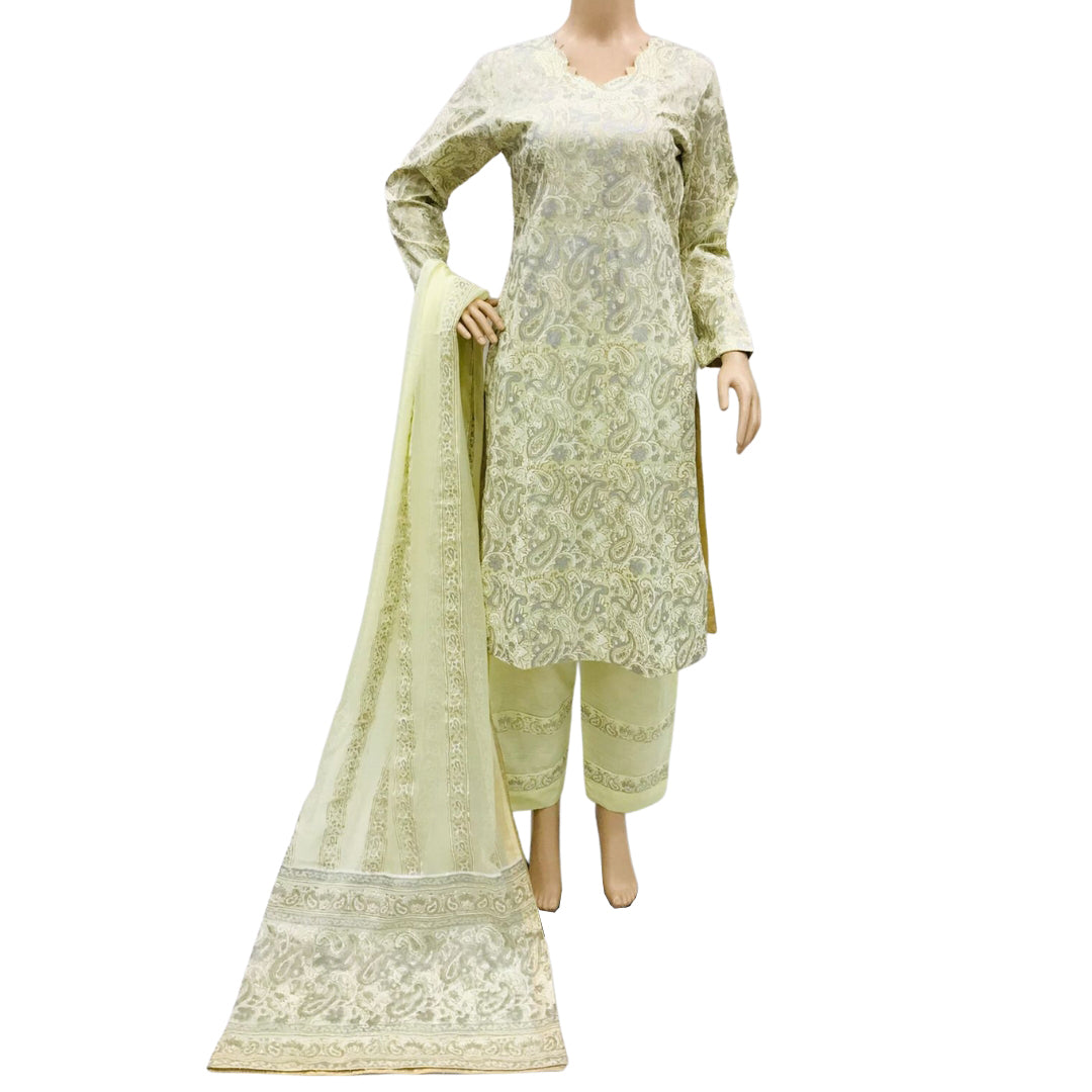 3 Pcs Lawn Block Print Suit for Women - KF528