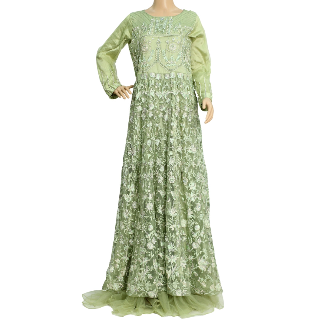 Light Green Fancy Net Suit with Pearl Work KF-7474