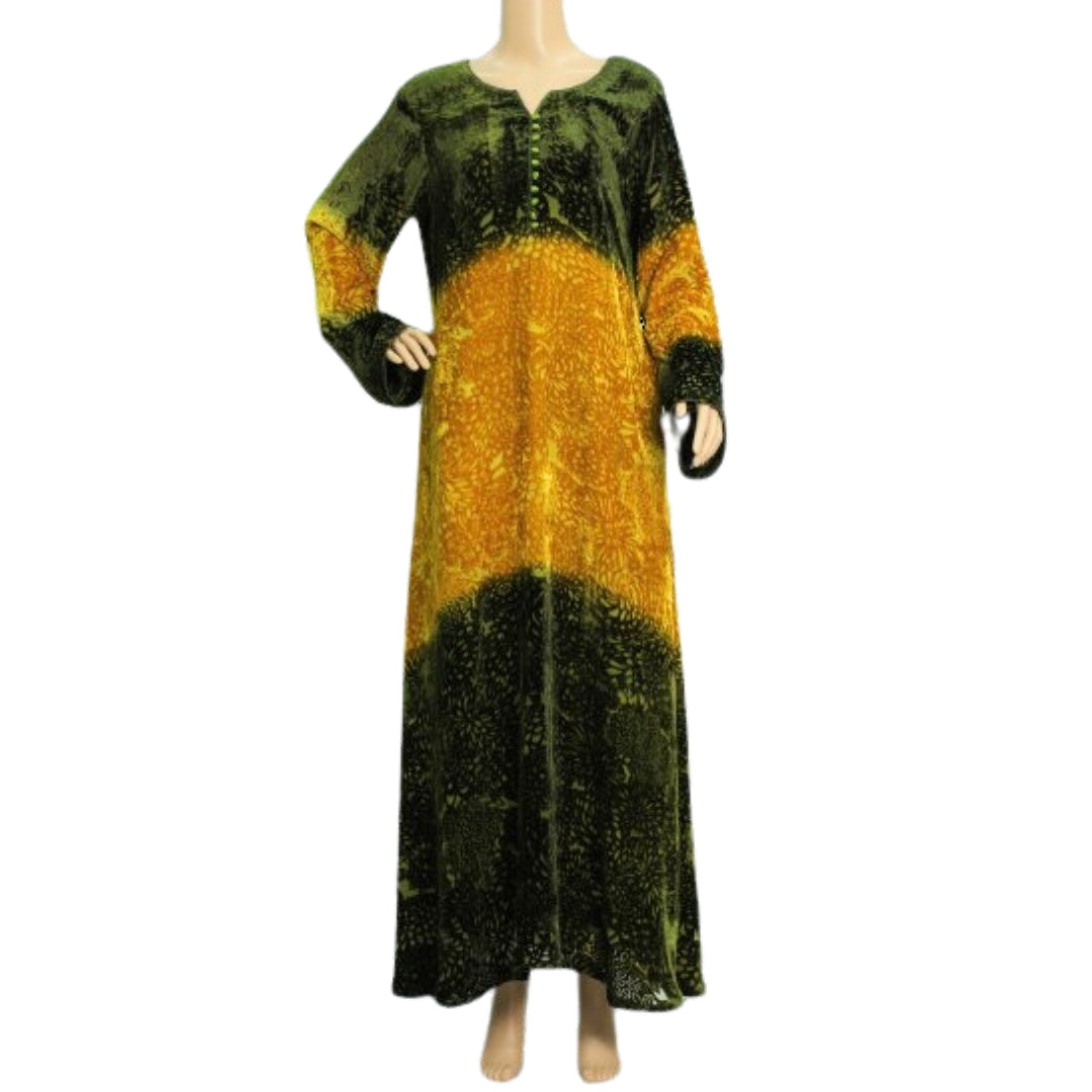 Green and Yellow Velvet Palachi Maxi with Dupatta KF-5482