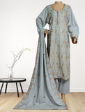 3 Piece Cotton Kameez Trouser Grey
