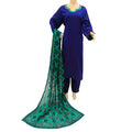 Purple Plain Susi 3 Piece Suit with Green Chiffon Phulwari Dupatta, 3 pcs 018