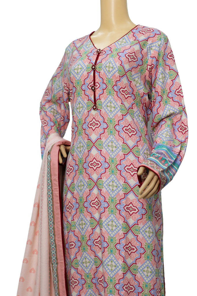Primrose Pink Printed Linen 3 Piece Suit, 3 pcs 004
