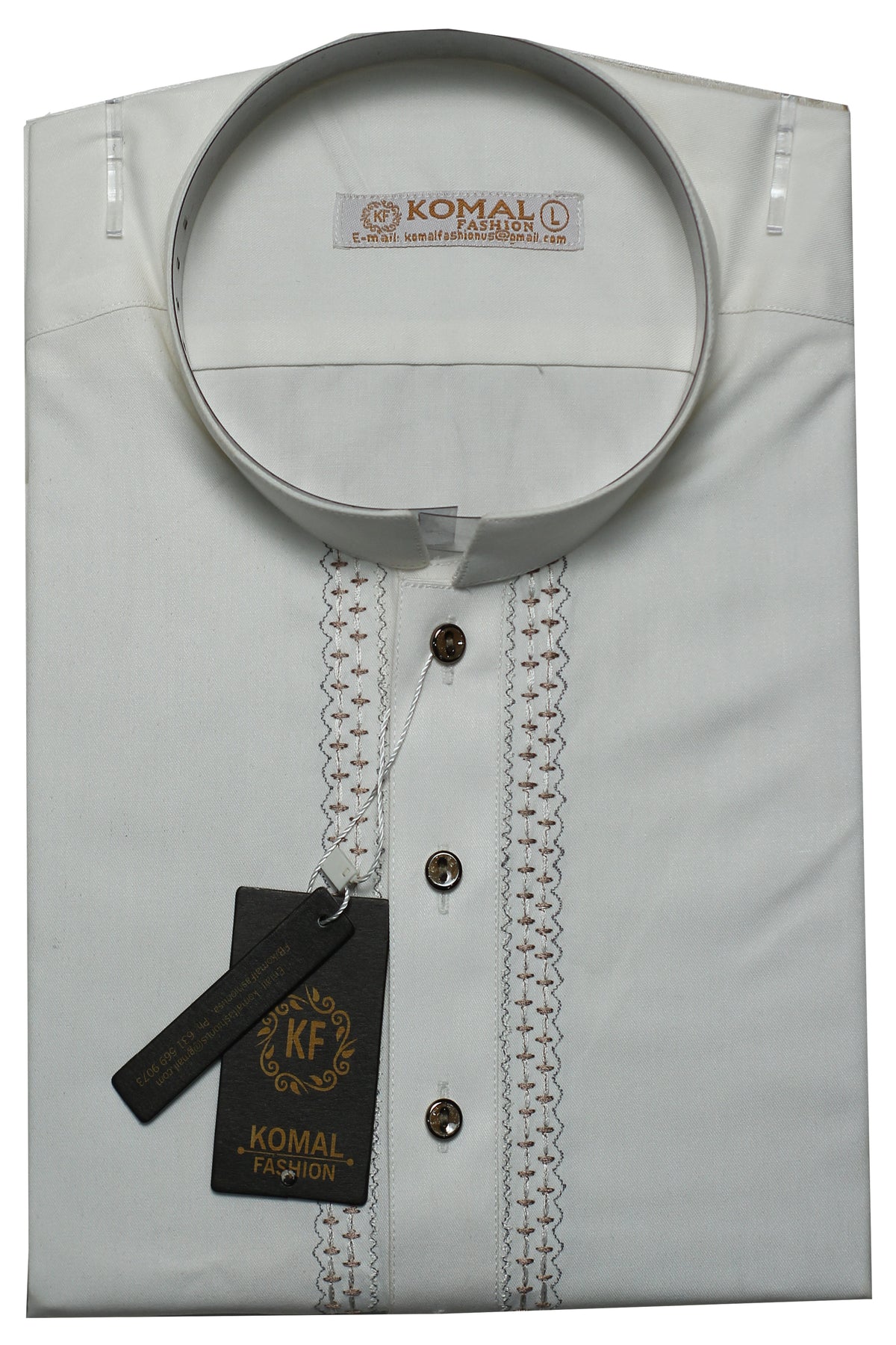 Men's White Shalwar Kameez with Embroidered Placket K0153