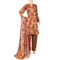 Brown Floral Marina Linen Suit with Pink Trim Shawl, CD-089