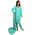 Turquoise Pure Chiffon Party Suit with Sequin Work KF-038