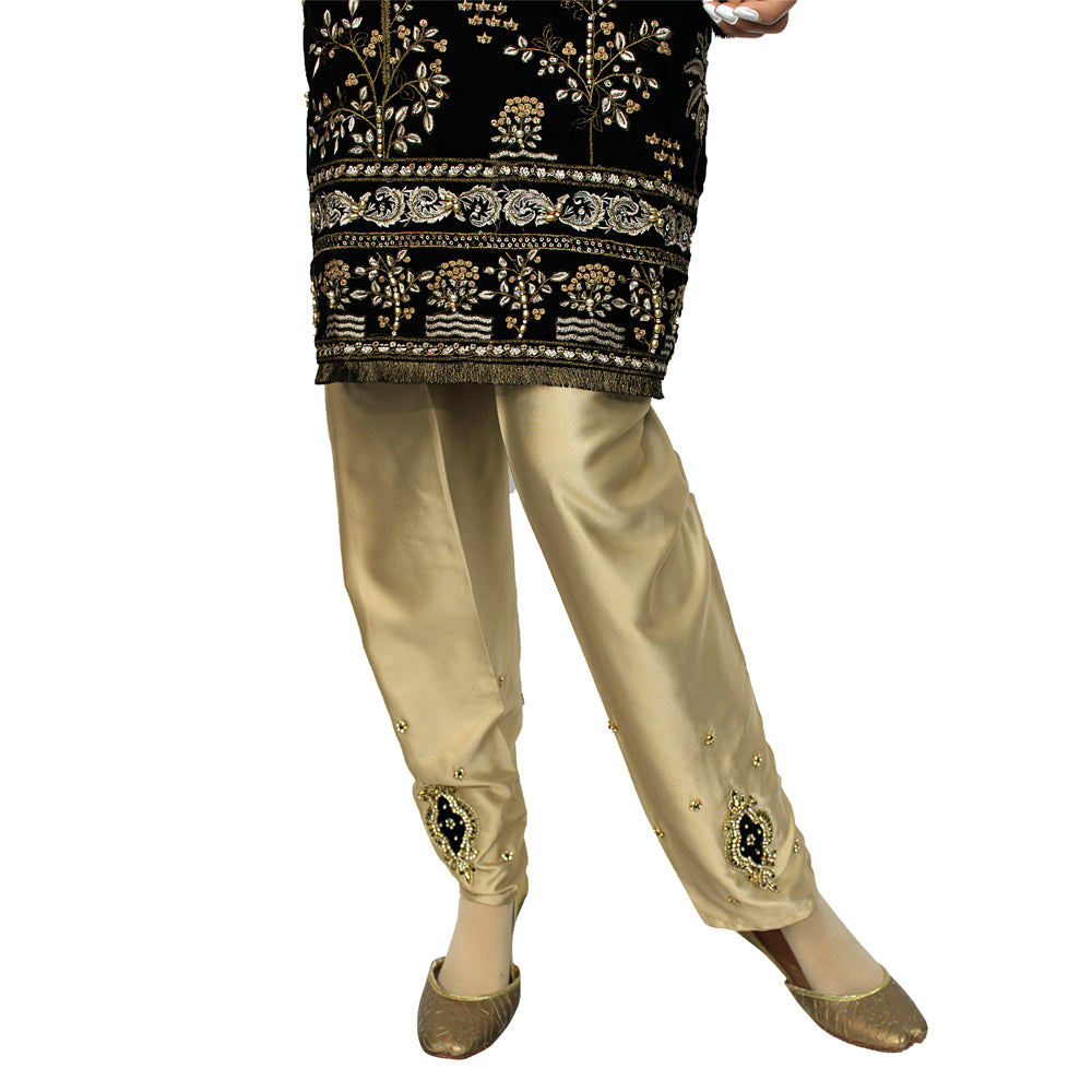 Black Velvet Kurti with Nug and Stone Work and Mesoori Banarsi Dupatta KF-040