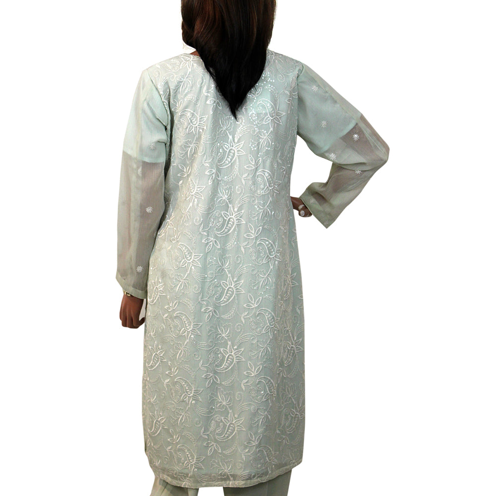 Mint Green Semi Chiffon Party Suit KF-052