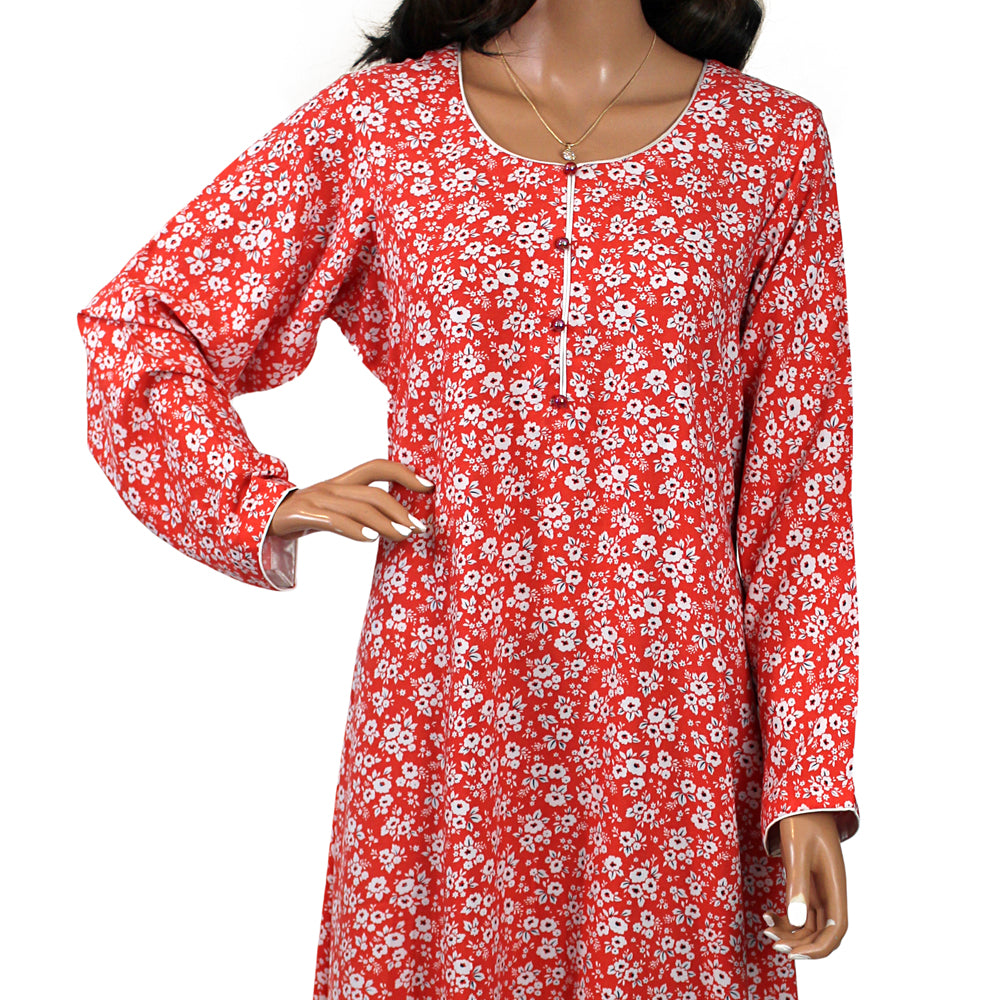 Coral Floral Print Linen Maxi Dress, Maxi-029