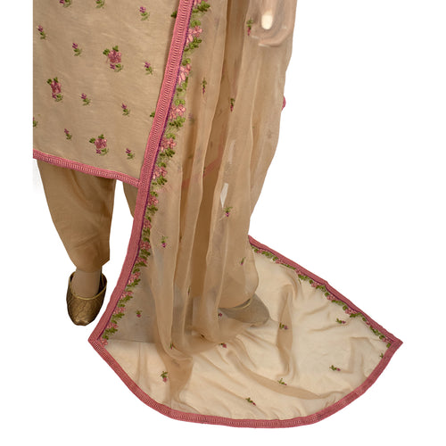 Beige Printed Lawn Party Suit with Georgette Dupatta KF-063