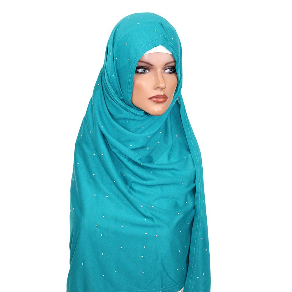 Turquoise Pearl Scattered Hijab, Hijabs-003