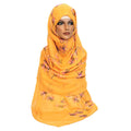 Yellow Butterfly Embroidered Hijab with Thread Work, Hijab-006