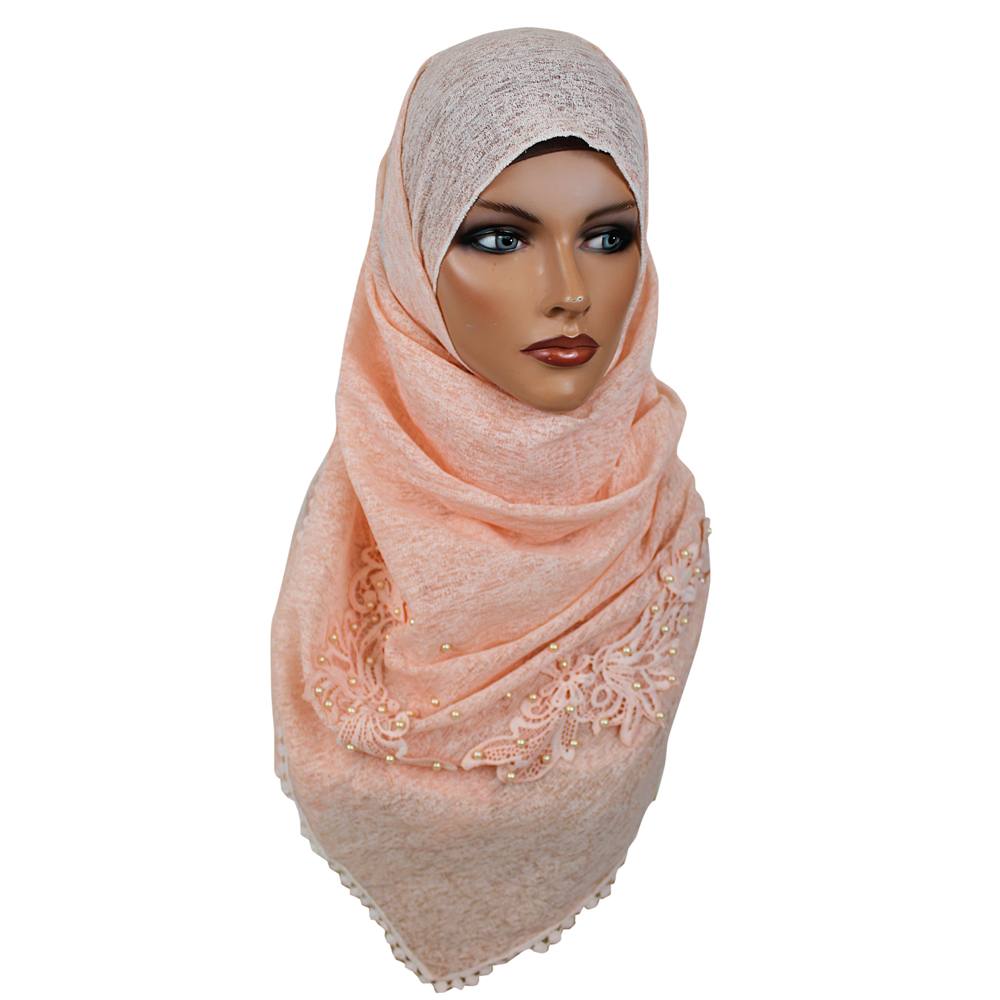 Light Pink Cut Work Embroidered Hijab, Hijab-010