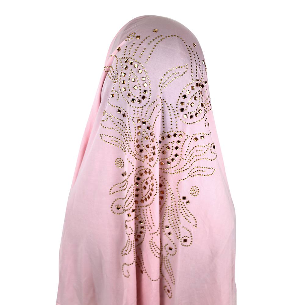 Pink Jersey Khimar with Stone Work Band, Khimar-003