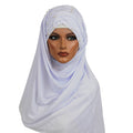 White Jersey Khimar with Pearl Detail, Khimar-006