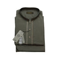 Men's Olive Green Shalwar Kameez with Embroidered Placket, MKS-030