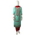 Girls Mint Green Embroidered Swiss Lawn Suit with Georgette Dupatta, Girls-005