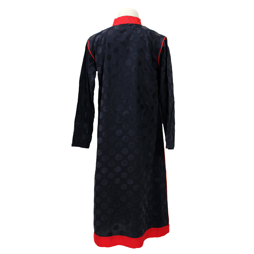 Girls Navy Velvet Cotton Suit with Red Dupatta, Girls-011