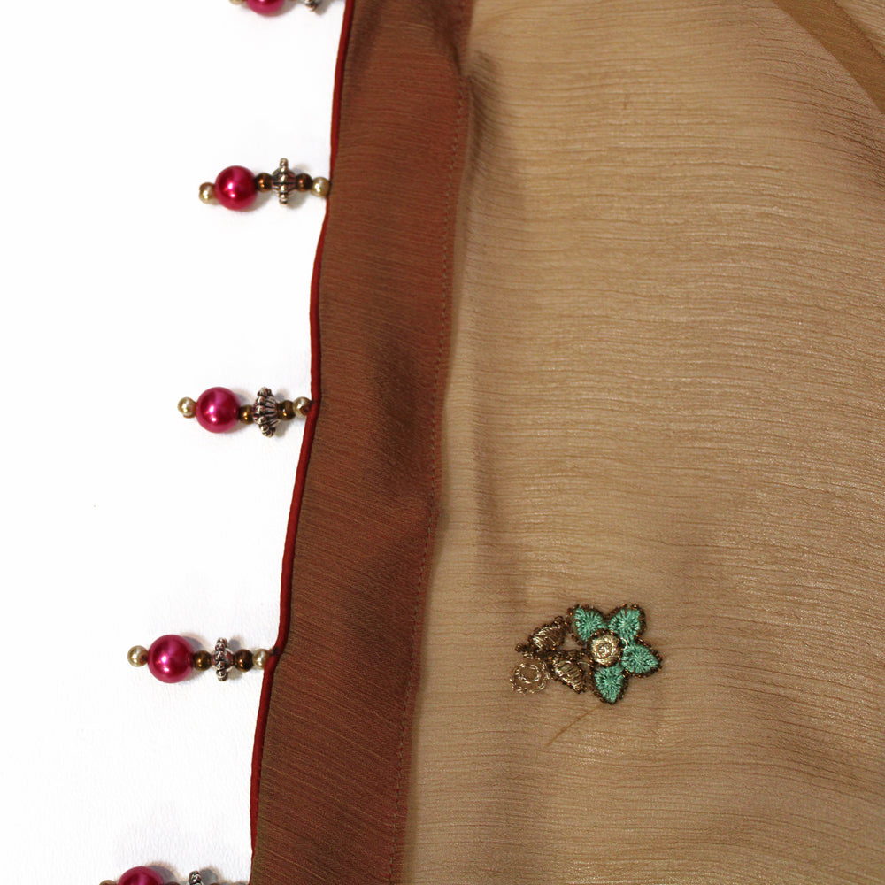 Mehndi Green Fancy Chiffon Suit with Banarsi Jamawar Gharara in Pink, Gharara-030