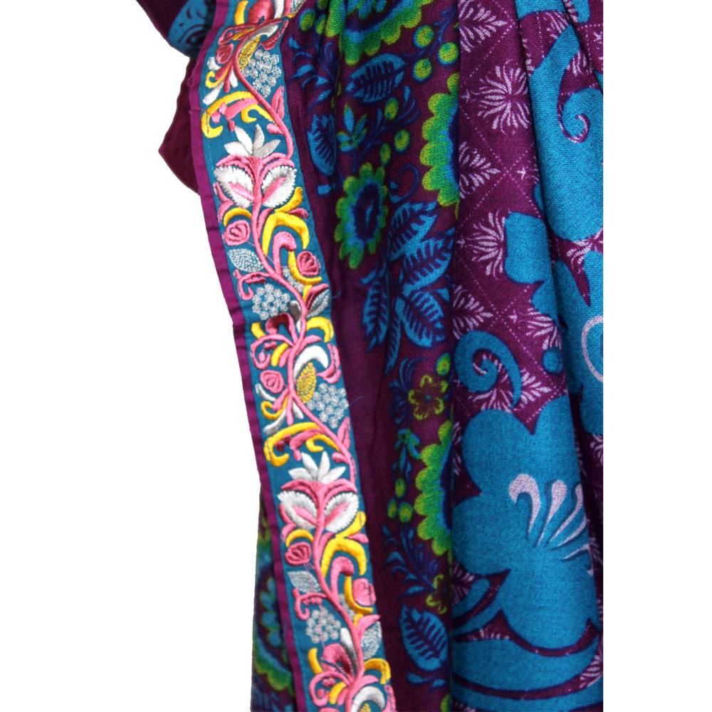 Dark Purple Embroidered Linen 3 Piece Suit, CD-173