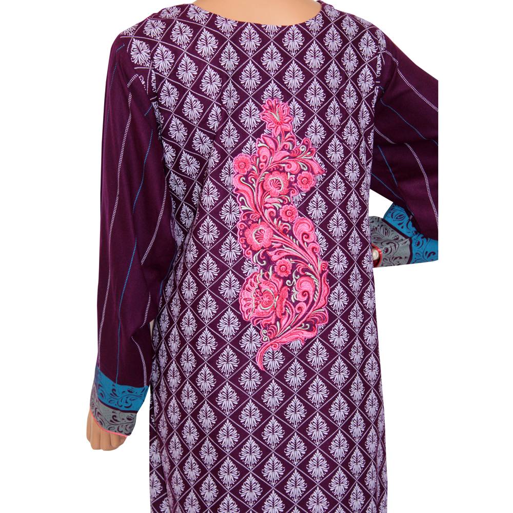 Dark Purple Embroidered Linen 3 Piece Suit, CD-173