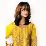 Charming Yellow And Green Gotta Work Palazzo Style Party Wear KF-2002