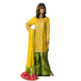 Charming Yellow And Green Gotta Work Palazzo Style Party Wear KF-2002