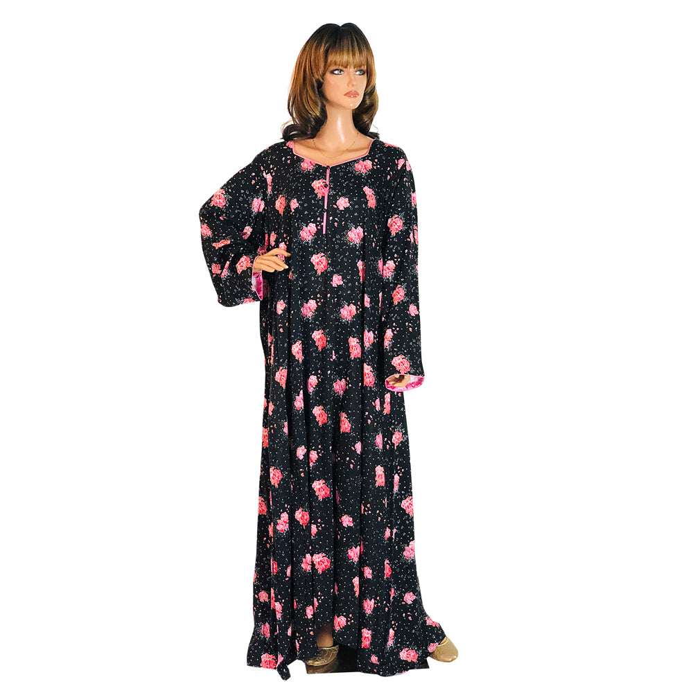 Black Rose Print Marina Maxi Dress, Maxi Marina Linen-008