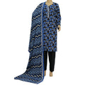 Black Blue and White Printed Khaddar 3 Piece Suit, 3 pcs 009