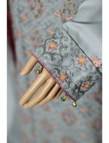 3 Piece Cotton Kameez Trouser Grey