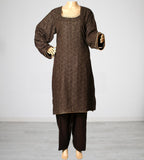 Women Linen 3 Piece Brown Suit