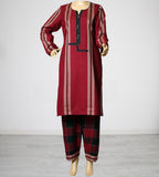 Women Linen 3 Piece Red Suit