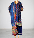 Women Khaddar 3 Piece Blue Suit