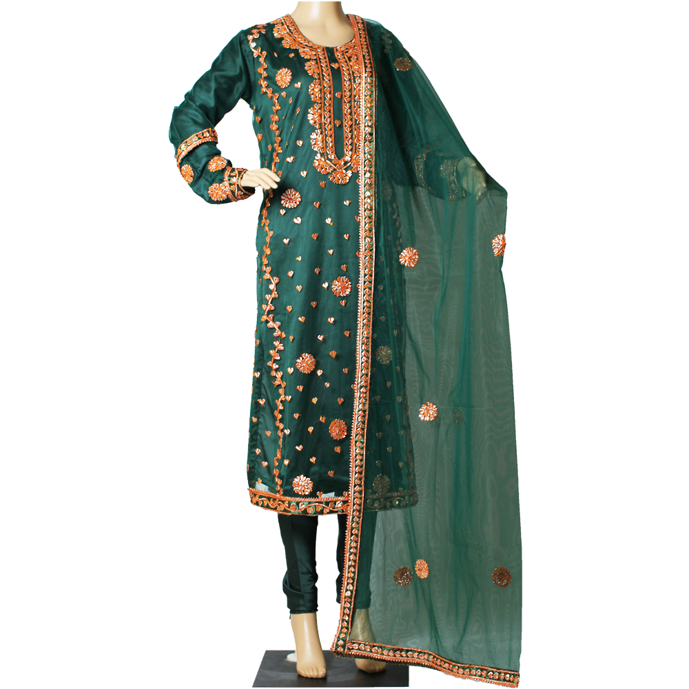 Gotta Hand Work with Churidar Pajama Bottle Green
