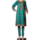Gotta Hand Work with Churidar Pajama Teal Green