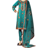 Gotta Hand Work with Churidar Pajama Teal Green
