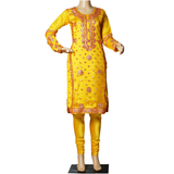 Gotta Hand Work with Churidar Pajama Yellow