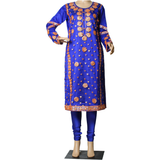 Gotta Hand Work with Churidar Pajama Royal Blue