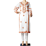 Gotta Hand Work with Churidar Pajama White