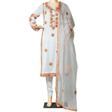 Gotta Hand Work with Churidar Pajama White